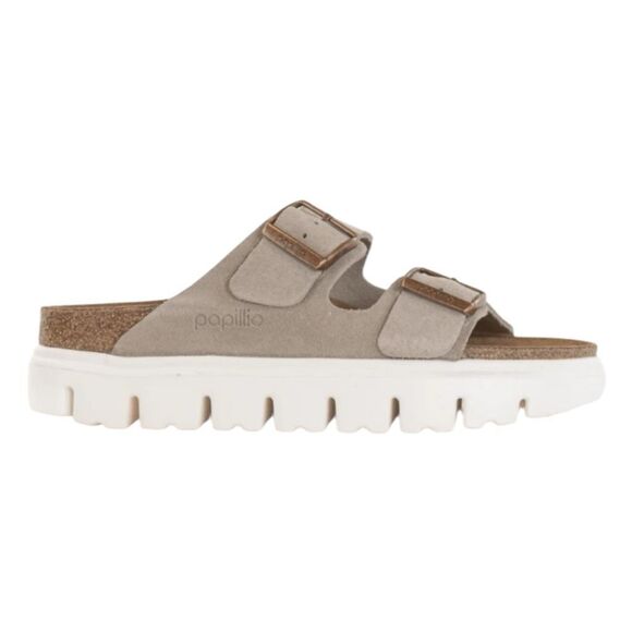 Papillio by Birkenstock Arizona Chunky Platform Sandal Taupe Suede 41 W10 M8 - Picture 6 of 12